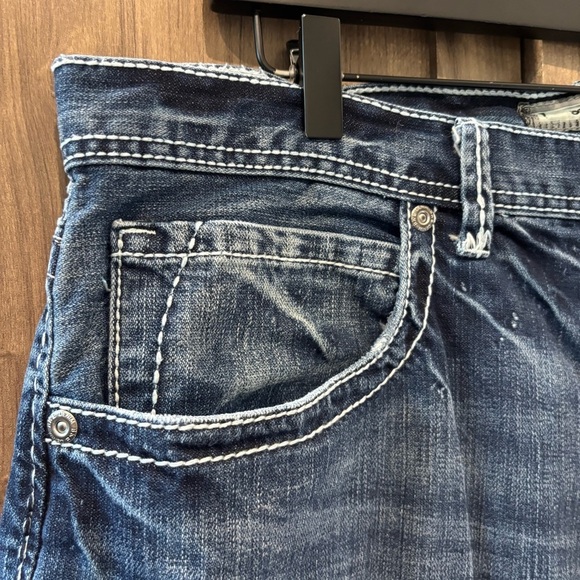 BKE 38R Relaxed Fit Dark Blue Jeans flap back pockets 31 inseam - Picture 2 of 10